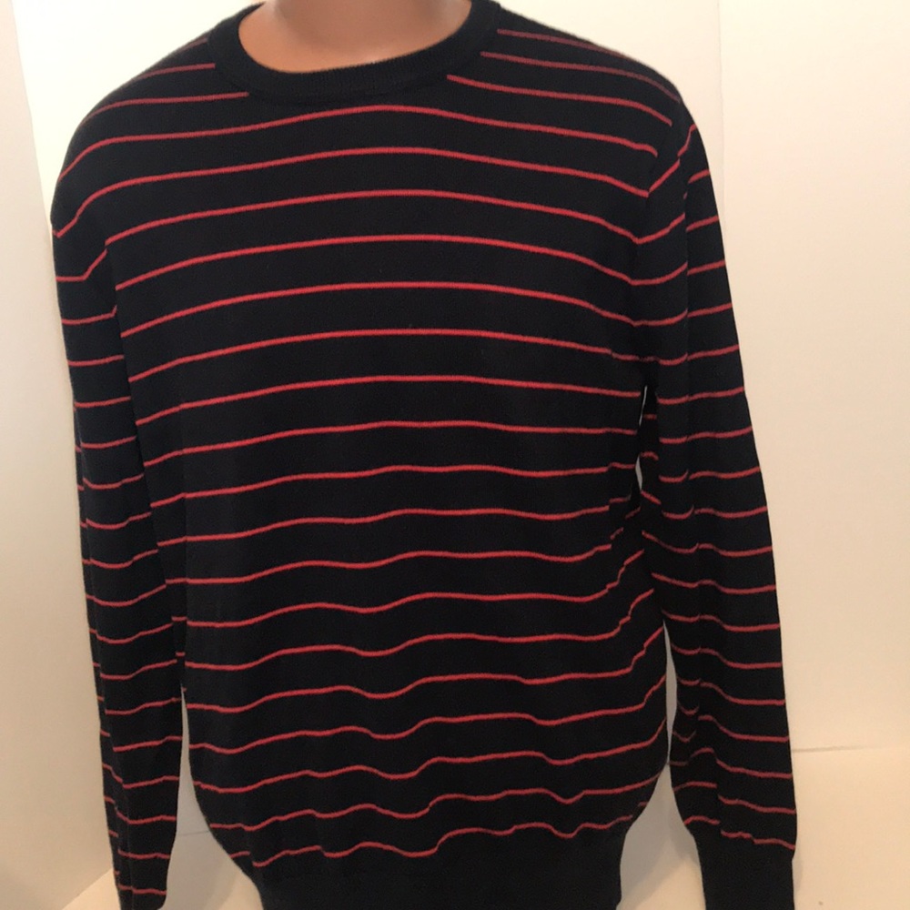 J. Crew Navy and red striped men’s sweater LG